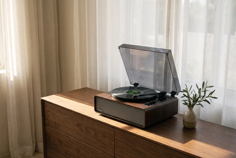 Platine Laredo sur un buffet en noyer